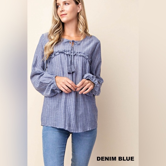 NWT The Marleen Striped Cotton Ruffle Blouse - Picture 1 of 5